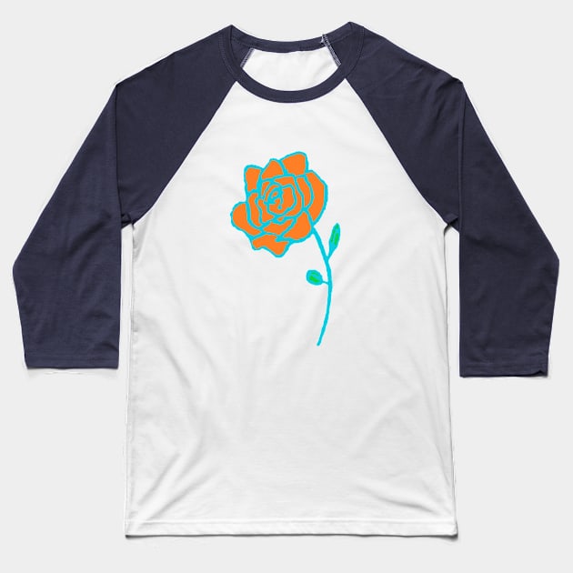 Neon Rose Orange/Blue Baseball T-Shirt by JadedAlice